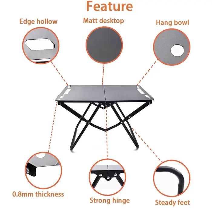 Table de pique-nique Portable, Tables de plage, Table de camping pour sable, bord pliable avec creux, articles suspendus, plus pratiques