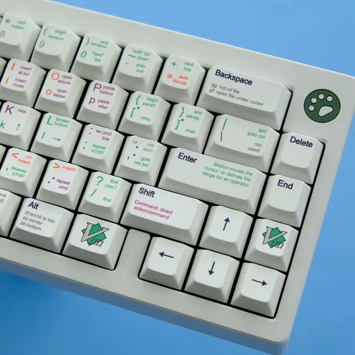 131 touches VIM thème Keycaps profil Cherry blanc GMK Keycap PBT colorant Sublimation clavier mécanique pour MX Switch 1.75U 2U Shif