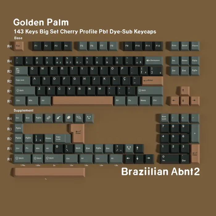 Clavier mécanique avec touches PBT Cherry Profile Olive Green Gold Brown 143