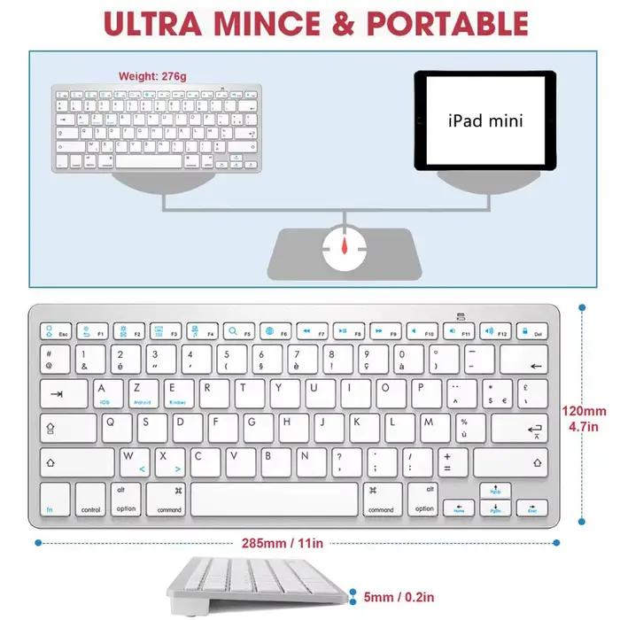 Clavier Bluetooth portable sans fil fin