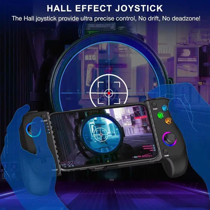 Manette de jeu sans fil 7009F pour iOS/Android avec joystick à effet Hall et éclairage RGB