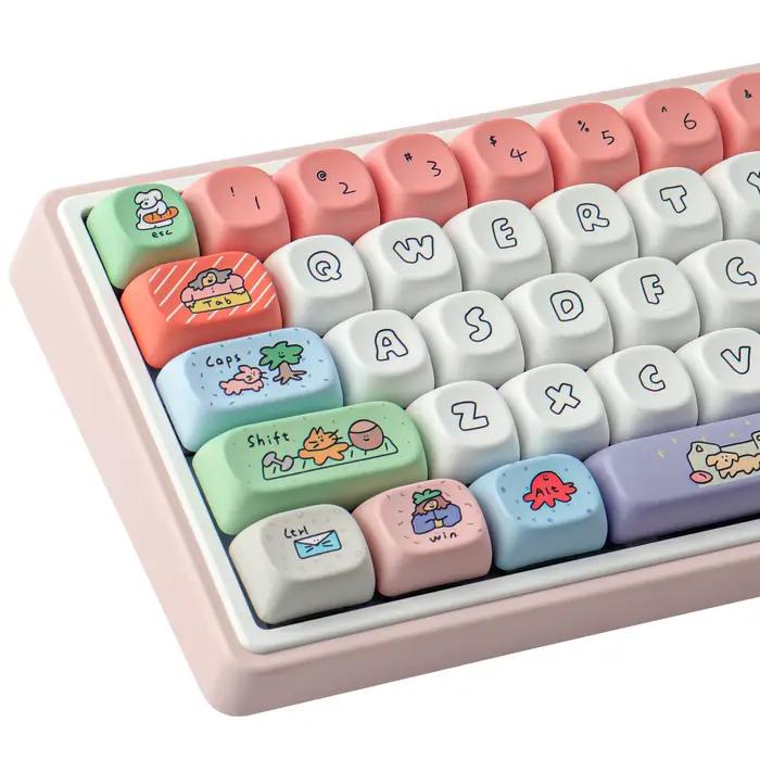 GMK Smiley Face Keycap 126 touches PBT Keycaps MOA profil DYE-SUB personnalisé touches de clavier mécanique ludiques et durables pour bureau et jeu