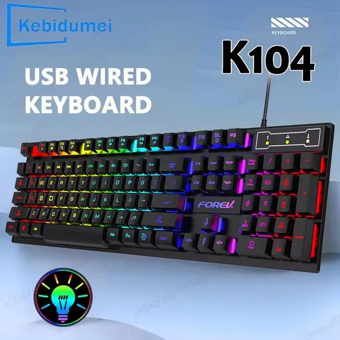 Clavier de jeu filaire à sensation mécanique 104 touches pour ordinateur portable PC