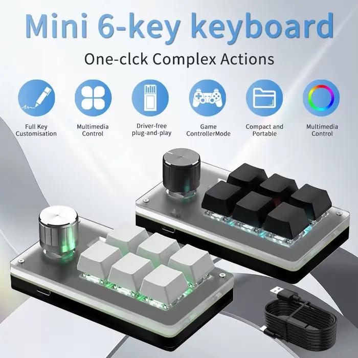 6 touches 1 bouton programmation rvb boutons de jeu Macro claviers Mini clavier