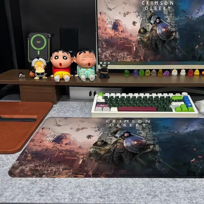 Jeu c-cramois désert tapis de souris Xxl ordinateur grande taille antidérapant Gamer clavier 90x40 cm Art Design HD