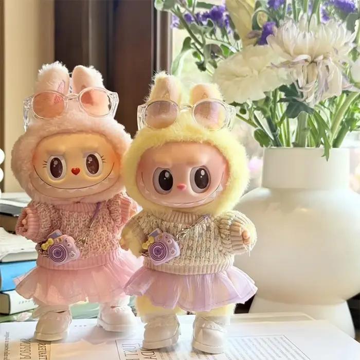 Pour Labubu assis fête série été doux fil jupe chapeau ensemble pour Labubu V1 V2 accessoires pour Labubu vêtements