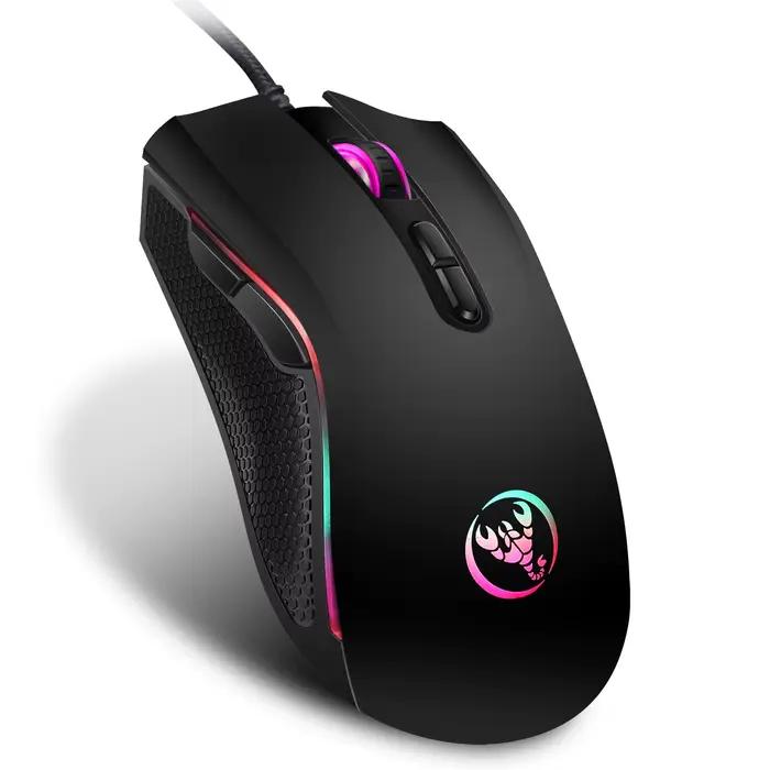 Souris de jeu optique professionnelle haut de gamme avec 7 couleurs lumineuses LED rétroéclairées et design ergonomique 3200 DPI pour les joueurs LOL CS