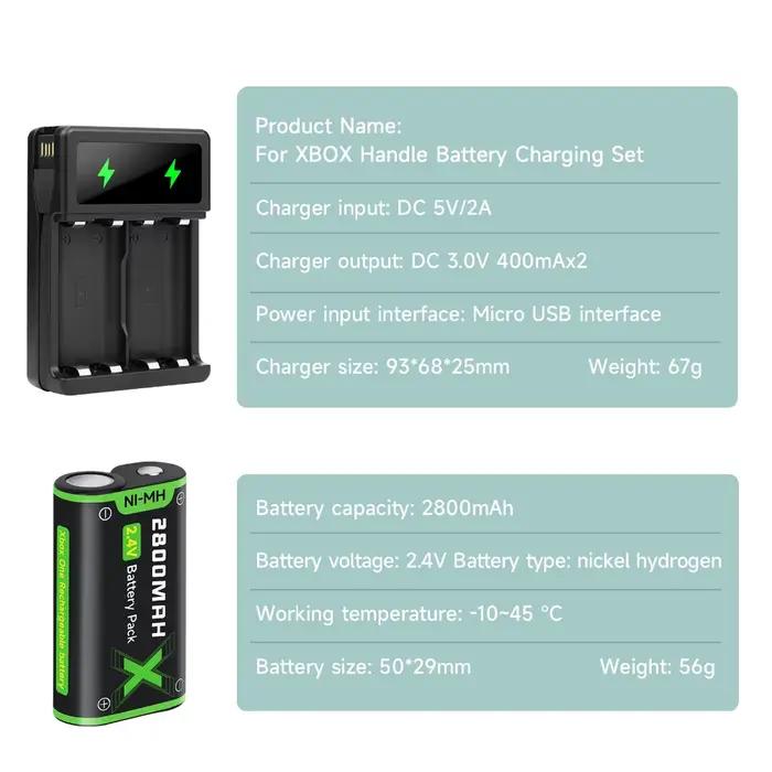 Batterie rechargeable 2600mAh pour manettes Xbox Series X/S/Xbox One S/X/XBOX ONE avec station de charge USB