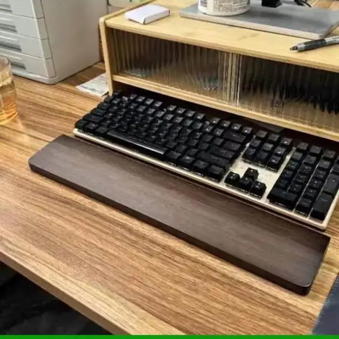 Repose-poignet pour clavier mécanique en bois beige marron orange pour claviers de 61 et 104 touches pour bureau professionnel et gamer occasionnels