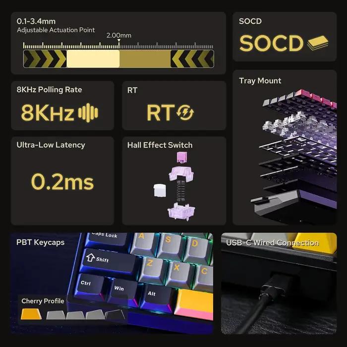 Aula WIN68 HE WIN60 clavier à axe magnétique avec actionation réglable taux de polymérisation échangeable à chaud RT