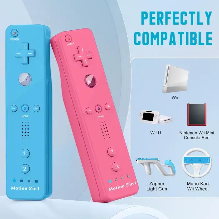 Manette Motion Plus 2 en 1 pour Nintendo Wii/Wii U/Wii Mini avec coque en silicone et sangle compatible