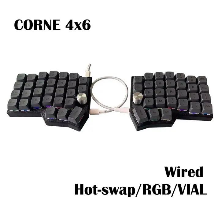 Corne 4 × 6 disposition 2 boutons ergonomie fendue clavier mécanique MX remplaçable à chaud filaire South RGB VIAL Programmable