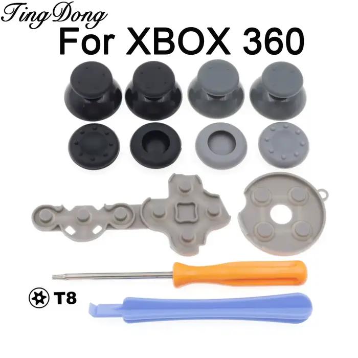 Pièces de réparation pour manette Xbox 360 filaire/sans fil - Tournevis T8 + Capuchons de joystick + Patins en caoutchouc conducteurs