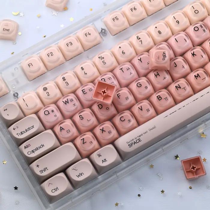 MAIMOOO Keycaps coréens roses Liquid Foundation 136 touches Hoa Pbt+Pc rondes