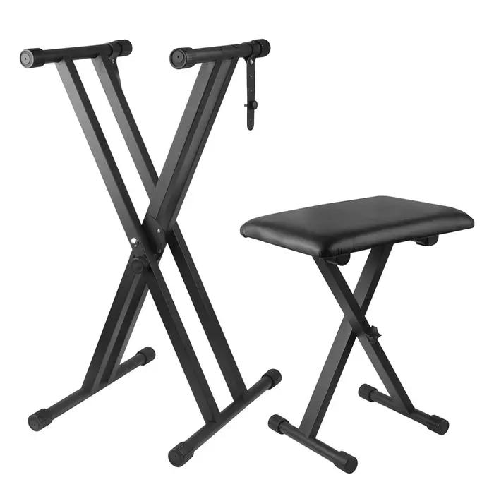 Support de clavier et banc réglable en Double-X avec sangles de verrouillage pour pianos numériques et musiciens en déplacement