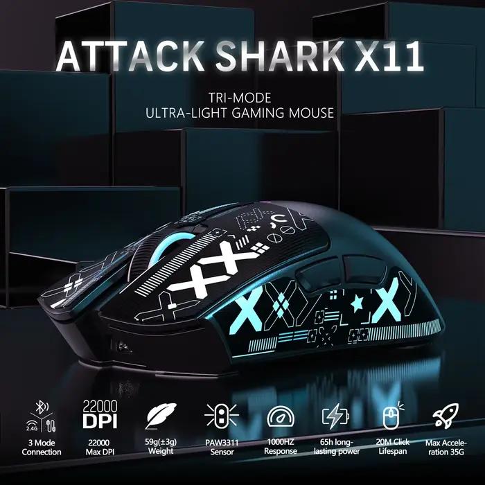Offre spéciale souris Gamer sans fil ATTACK SHARK X11 avec station de charge capteur de jeu PixArt PAW3311 22000 DPI