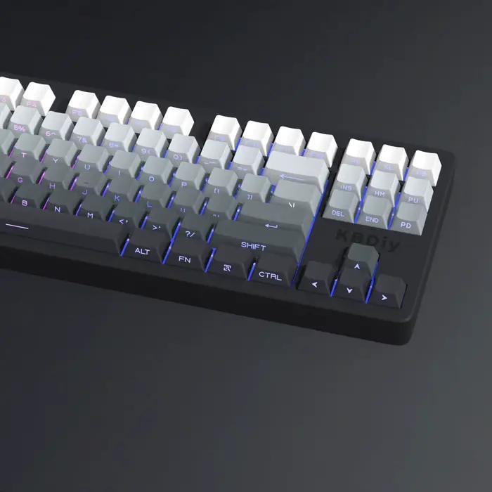 KBDiy 133 touches dégradé gris PBT Double injection Keycap impression latérale brillant à travers