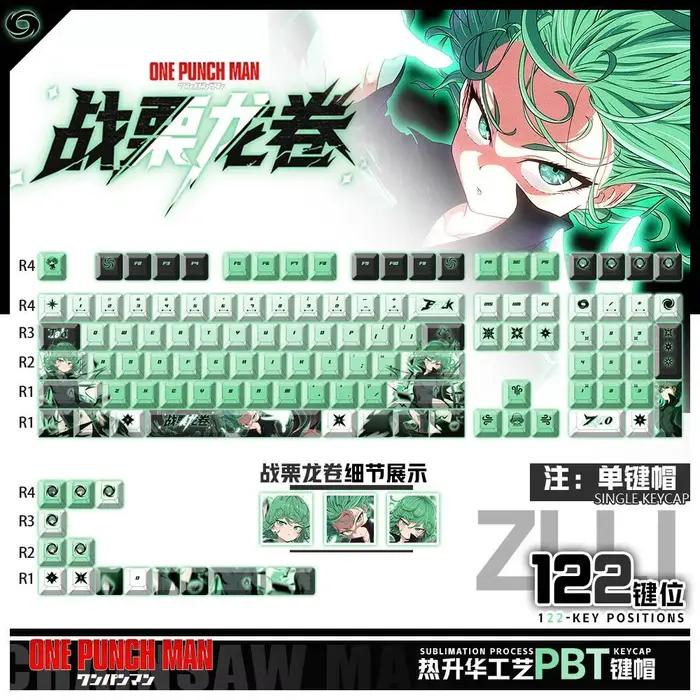 122 clés Tatsumaki ‌ Capuchons de touches transparents ONE Anime Game Chreey 2D PBT