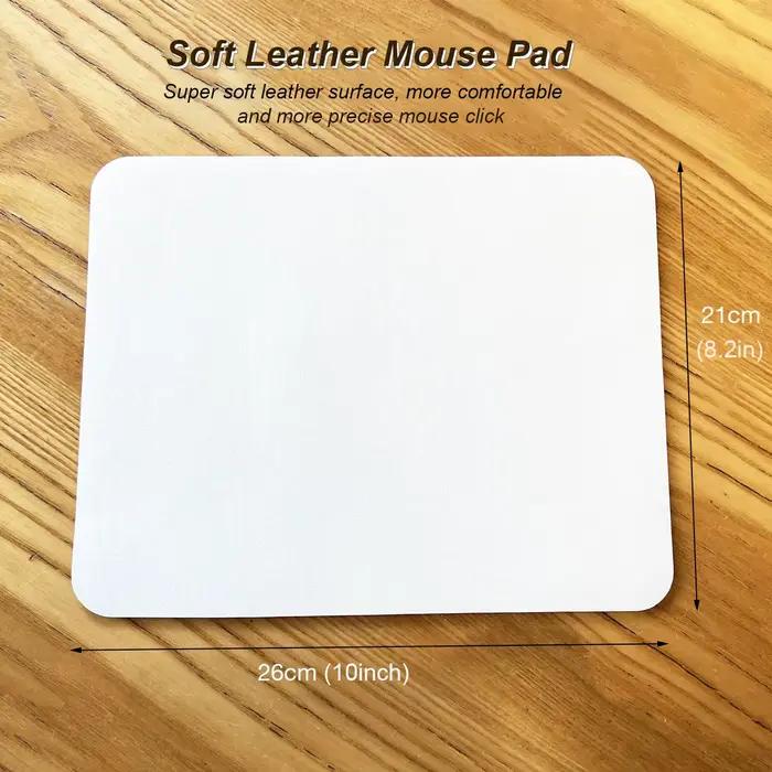 Tapis de souris en cuir souple blanc avec base antidérapante à motif Lichi imperméable pour la maison/bureau/jeu