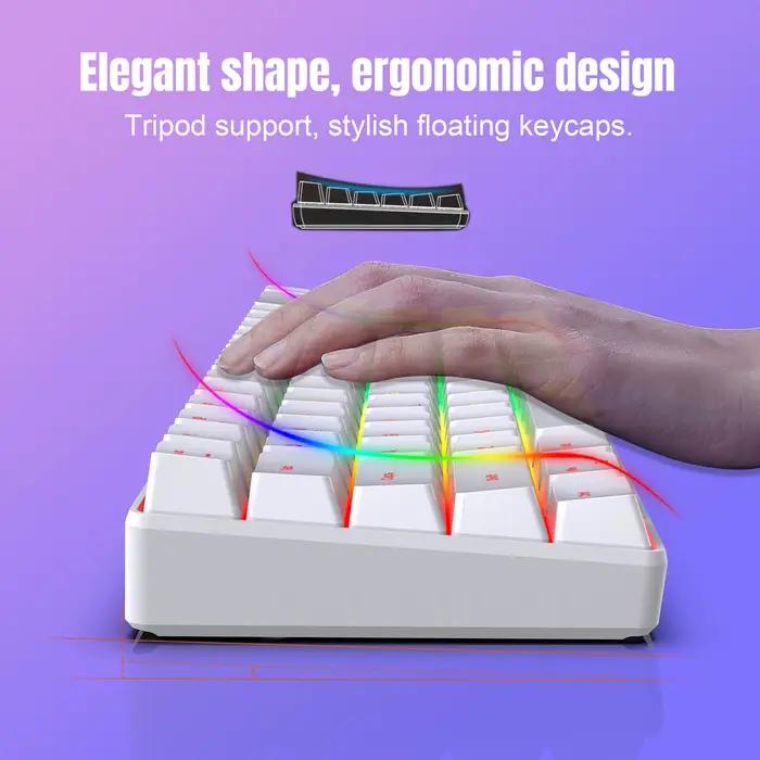 60% clavier filaire Compact 68 touches rétro-éclairage rvb petit ordinateur de bureau Portable