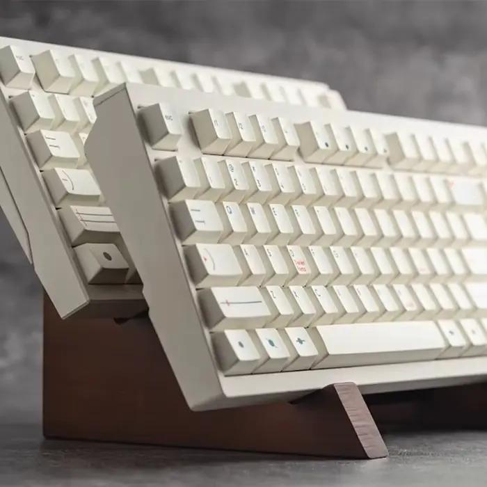Support de clavier mécanique à double niveau en noyer massif, accessoire cadeau pour gamer et professionnel, idéal pour bureau, ordinateur portable, iPad et PC