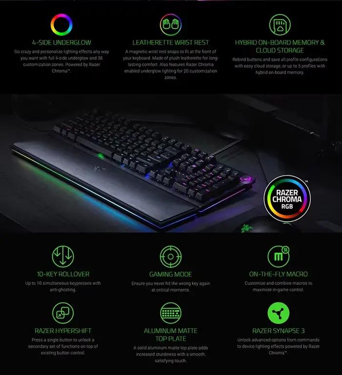 Razer Huntsman Elite clavier de jeu commutateurs optiquesChroma RGB repose-poignet magnétique action rapide PC de jeu