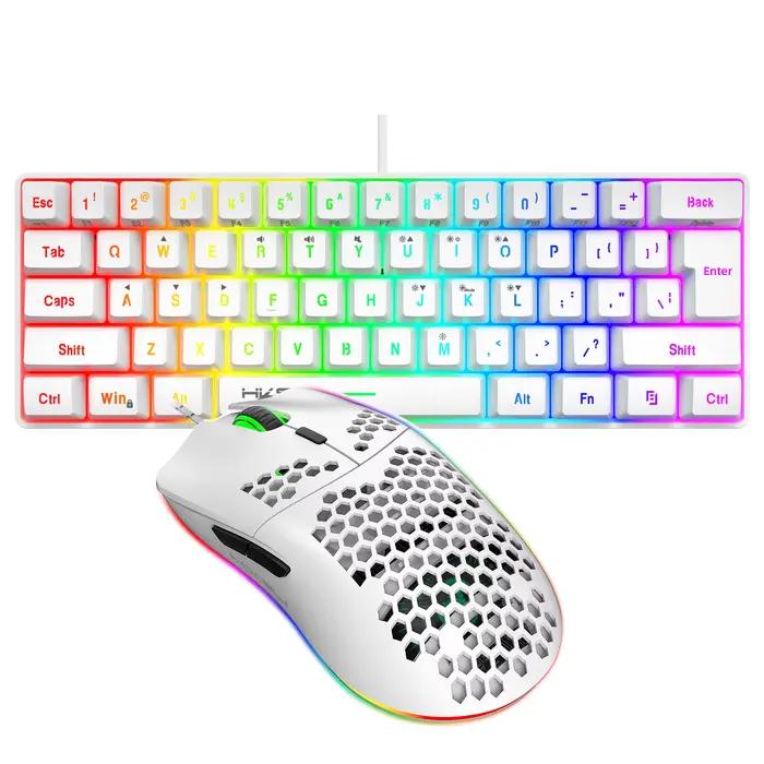 Vente chaude HXSJ 61 touches V700 RGB lumineux mécanique sensation clavier et souris combos jeu pour jeu sur ordinateur