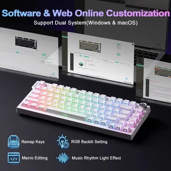 YUNZII RT75 PRO clavier de jeu sans fil double 8K