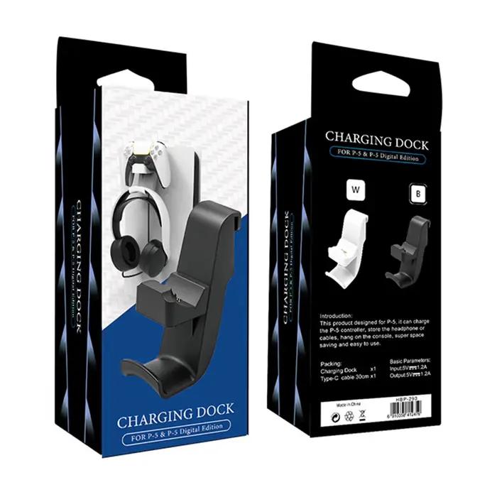 Chargeur de contrôleur PS5 avec support casque station de chargement intelligente pour contrôleur PS5 economiseur d'espace pour gamer occasions spéciales