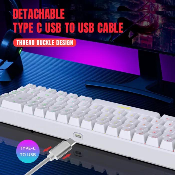 68 touches clavier de jeu USB filaire Portable 20 RGB rétro-éclairage espagnol coréen russe