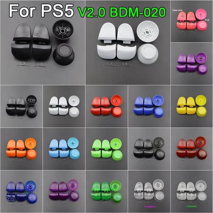 1 ensemble de boutons de déclenchement L1 R1 L2 R2 et ressorts + capuchons de joystick pour manette PS5 V2.0 BDM-020 – Accessoires de remplacement