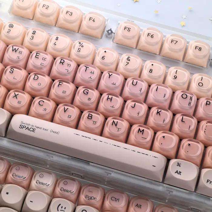 MAIMOOO Keycaps coréens roses Liquid Foundation 136 touches Hoa Pbt+Pc rondes