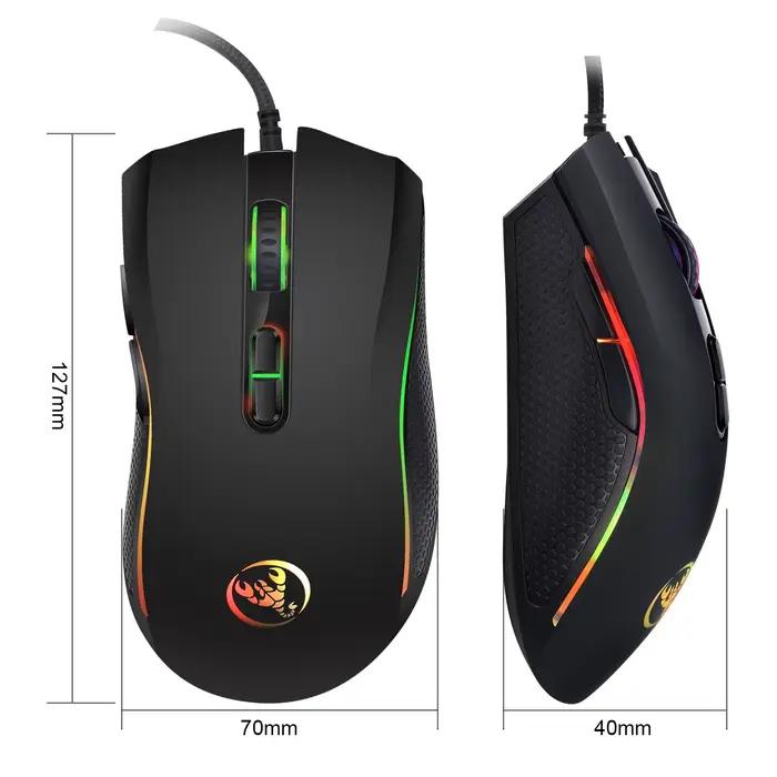 Souris de jeu optique professionnelle haut de gamme avec 7 couleurs lumineuses LED rétroéclairées et design ergonomique 3200 DPI pour les joueurs LOL CS