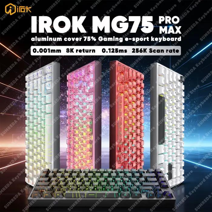 IROK MG75 PRO MG75 Max clavier mécanique de jeu magnétique RT0.001mm 8K 0.125ms retard aluminium rvb échange à chaud clavier de jeu filaire