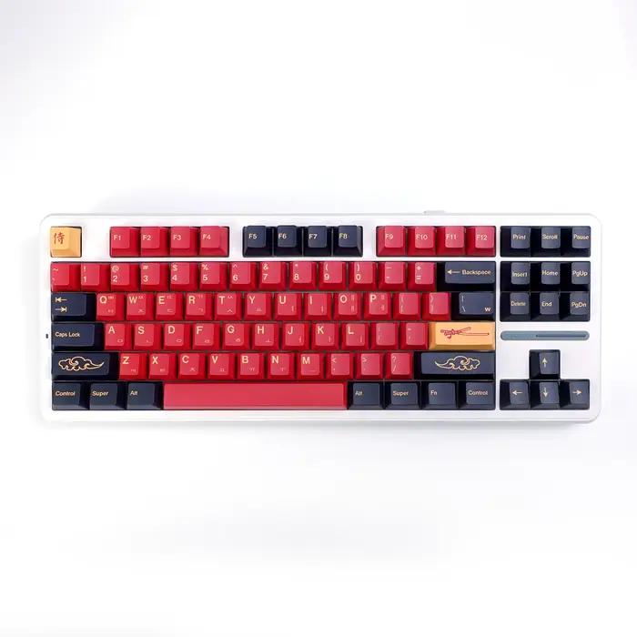 KBDiy GMK rouge samouraï coréen Keycap PBT Cherry Alice Split Space Keycaps rétro personnalisé pour Aula F75 60 clavier mécanique de jeu