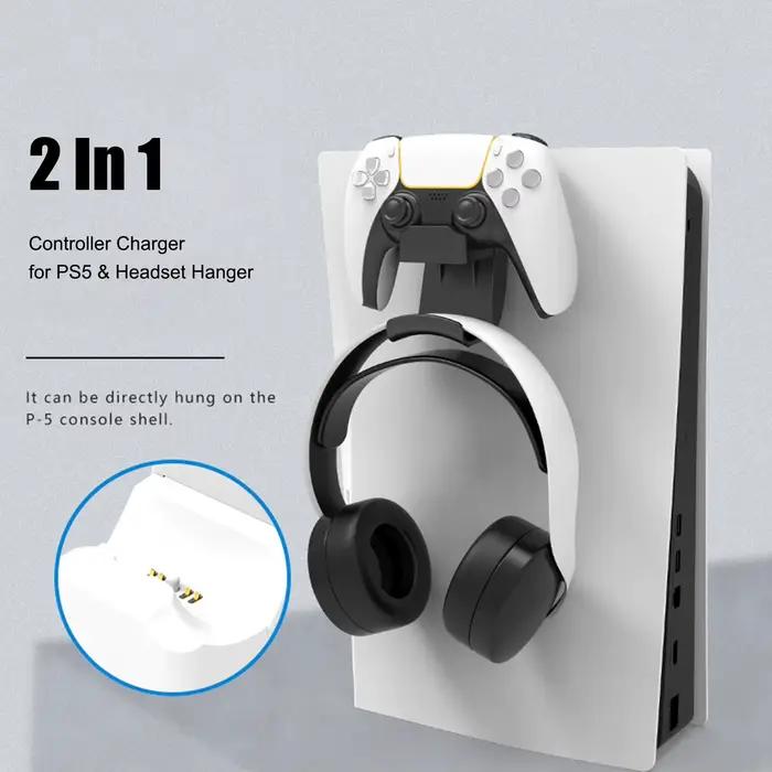 Chargeur de contrôleur PS5 avec support casque station de chargement intelligente pour contrôleur PS5 economiseur d'espace pour gamer occasions spéciales