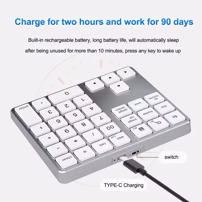 2.4 Ghz sans fil + Bluetooth clavier numérique K35 pavé