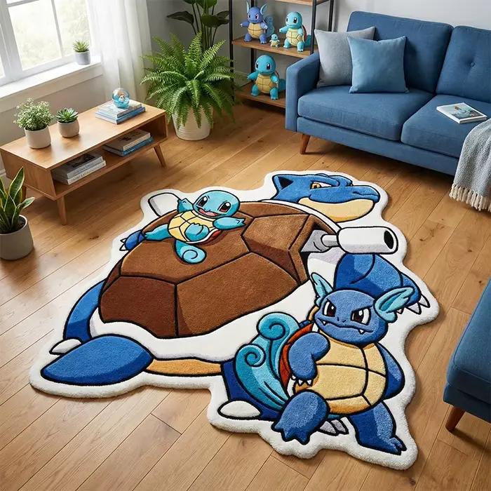 Tapis en peluche doux à l'effigie de Squirtle