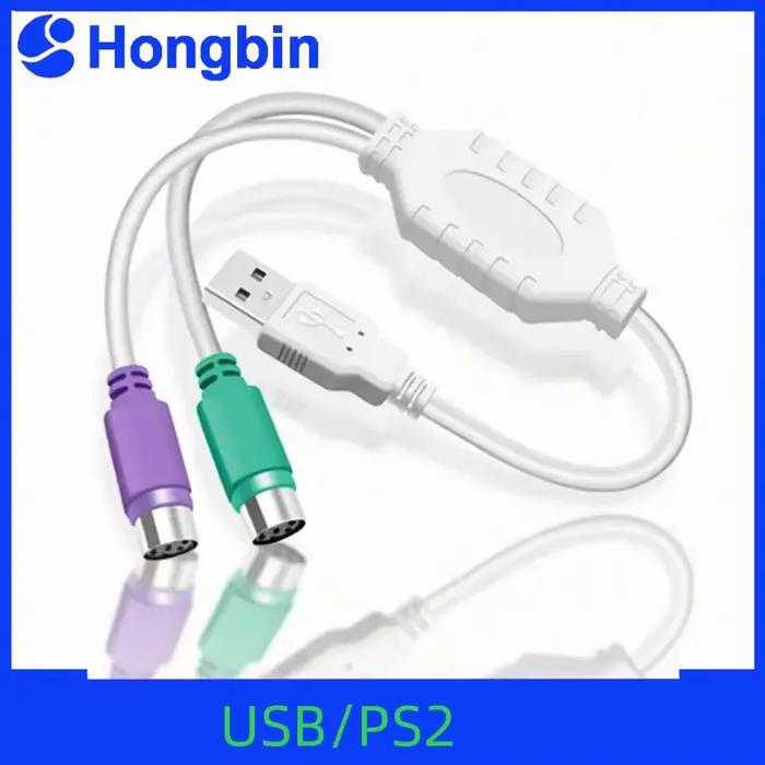 Adaptateur USB mâle vers PS2 femelle ; stable et sans délai ; pour interface souris et clavier