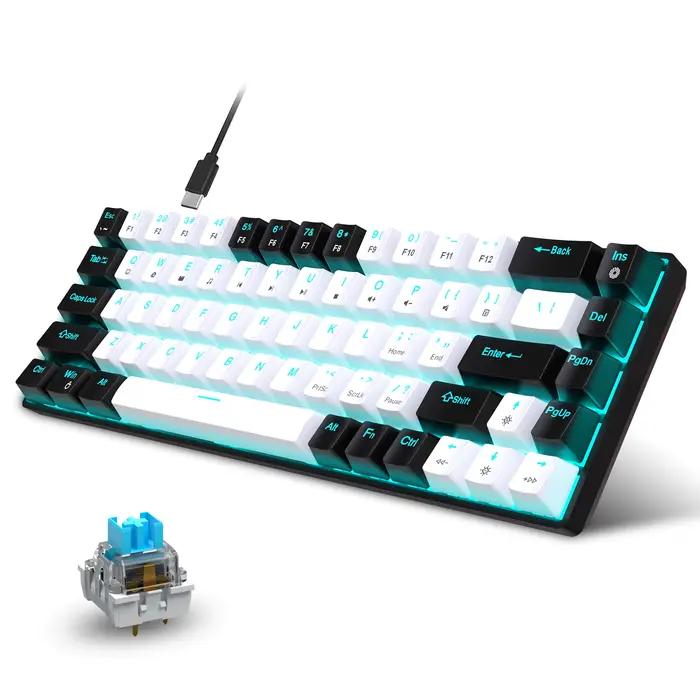 Offre spéciale HXSJ V800 68 touches clavier filaire commutateur échangeable à chaud ergonomique bleu glace