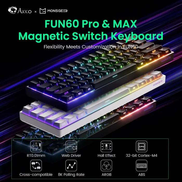 Akko MonsGeek FUN68 FUN60 PRO & MAX HE clavier magnétique 60% 65% claviers de jeu déclencheur rapide 8K