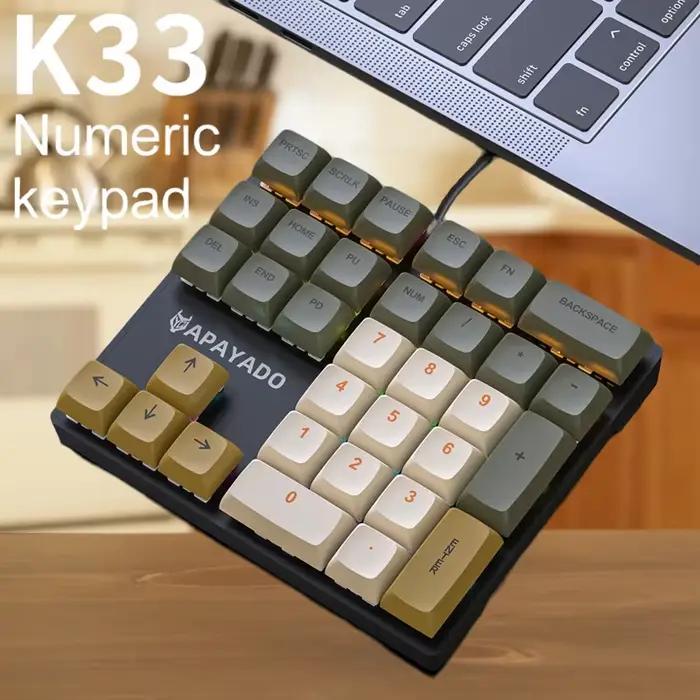 APAYADO K33 Clavier numérique mécanique avec arbre bleu
