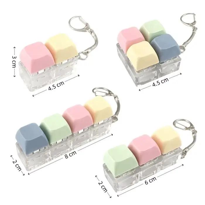 Nouveau 2/3/4 touches doigt clavier Keycap bouton Fidget porte-clés Gadget soulagement du Stress Clicker jouet adulte