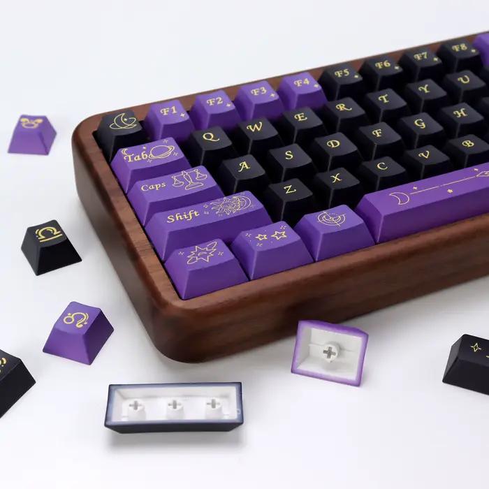 KBDiy 143 touches Stardust Prelude Keycap profil Cherry violet noir Alice espace divisé ISO PBT Keycaps pour 60 clavier mécanique