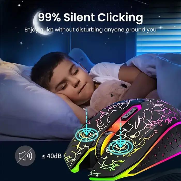 Souris de jeu sans fil ergonomique RVB