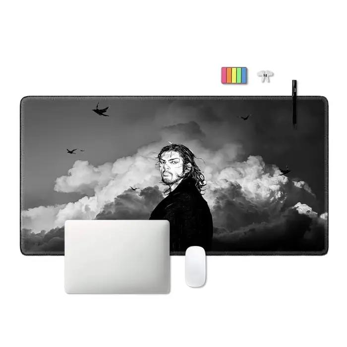 Tapis de souris Samouraï Manga Vagabond XXL pour ordinateur portable, design unique, surface lisse, base antidérapante en caoutchouc, pour joueurs et amateurs de manga