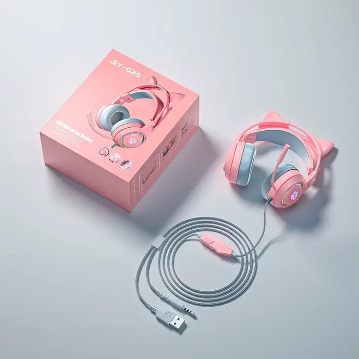 Casque de jeu rose pour PC