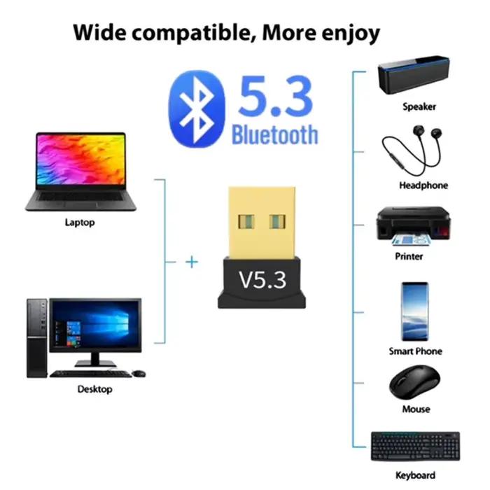 Adaptateur USB Bluetooth 5.3 pour PC ordinateur portable Dongle sans fil