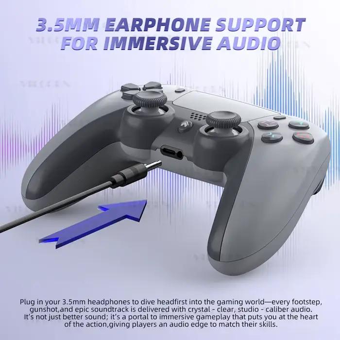 Manette de jeu sans fil pour P4 – Contrôleur de jeu ergonomique pour P4 Slim/P4 Pro/Plateforme Steam Win 10 PC Joystick