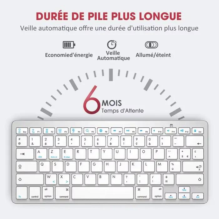 Clavier Bluetooth portable sans fil fin